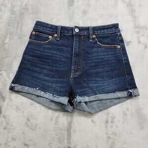 Abercrombie & Fitch Shorts Womens 26/2 Blue High Rise Short Cuffed Stretch Denim